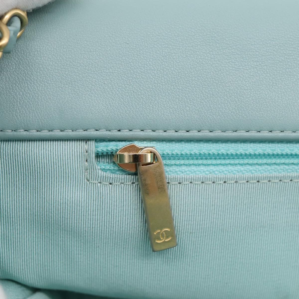 CHANEL Matelasse Chain Bag Lamb Skin 2way Light Blue Gold CC Auth 210207SAM