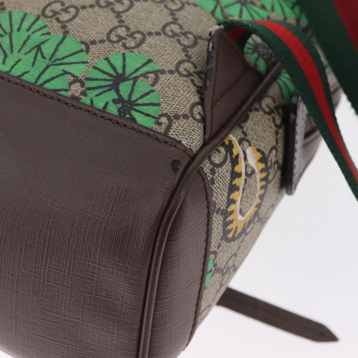 GUCCI GG Supreme Web Sherry Line Backpack PVC Beige Gold 427042 Auth 210218A