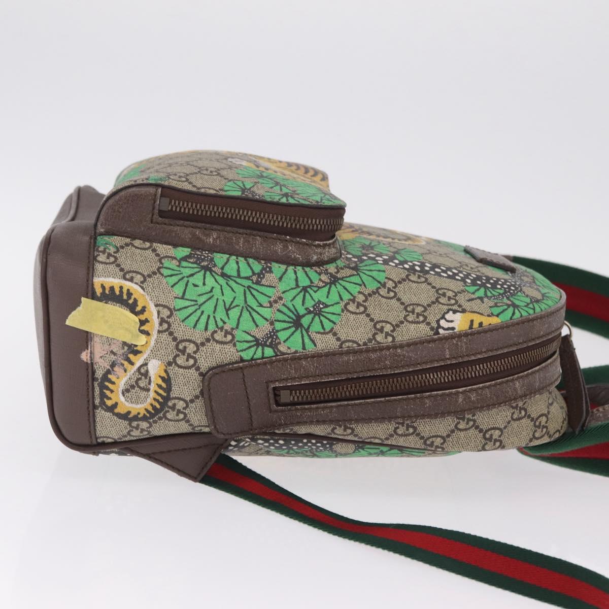 GUCCI GG Supreme Web Sherry Line Backpack PVC Beige Gold 427042 Auth 210218A