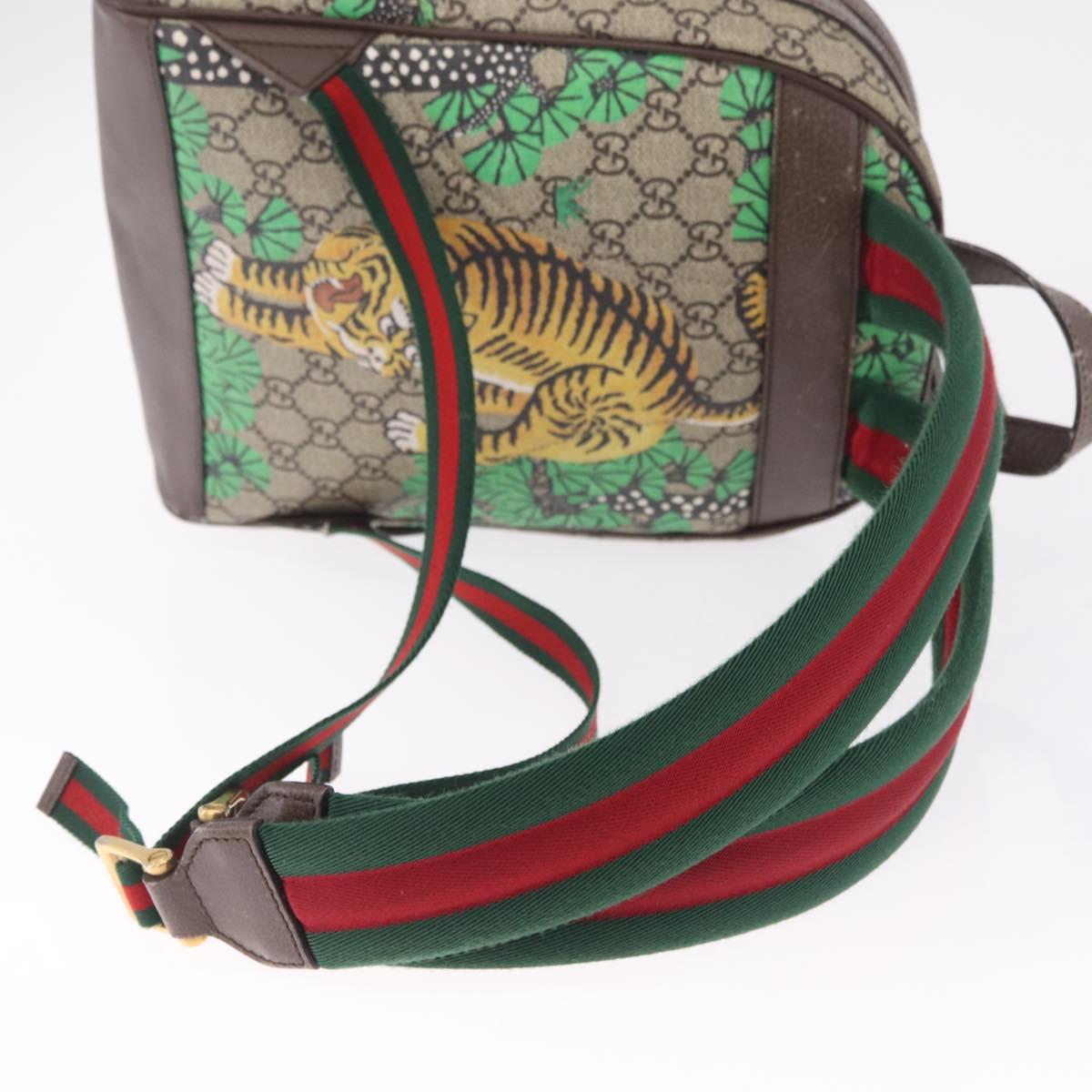 GUCCI GG Supreme Web Sherry Line Backpack PVC Beige Gold 427042 Auth 210218A