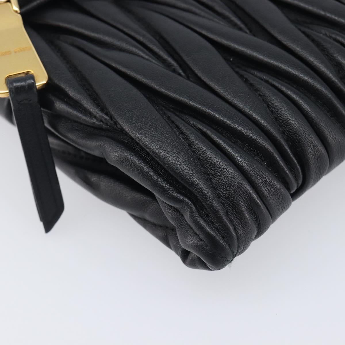 Miu Miu Matelasse Shoulder Bag Leather Black Gold Auth 210219V