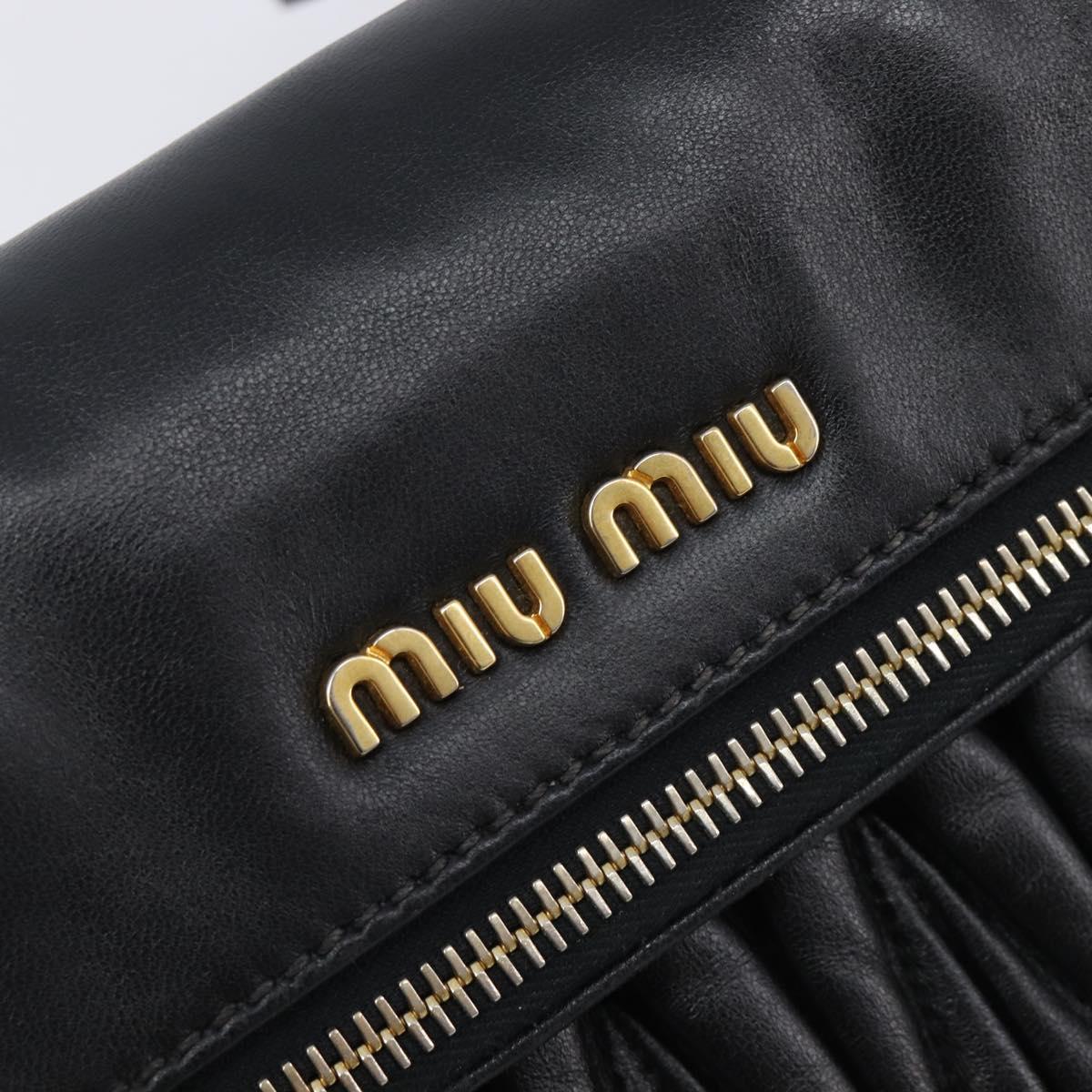 Miu Miu Matelasse Shoulder Bag Leather Black Gold Auth 210219V