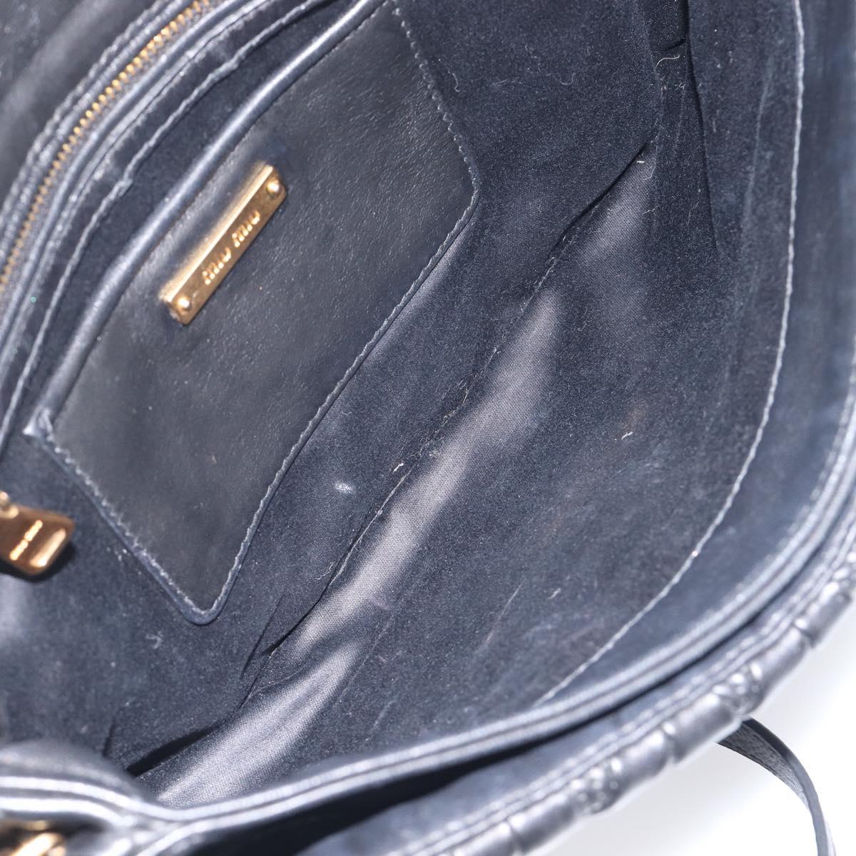 Miu Miu Matelasse Shoulder Bag Leather Black Gold Auth 210219V