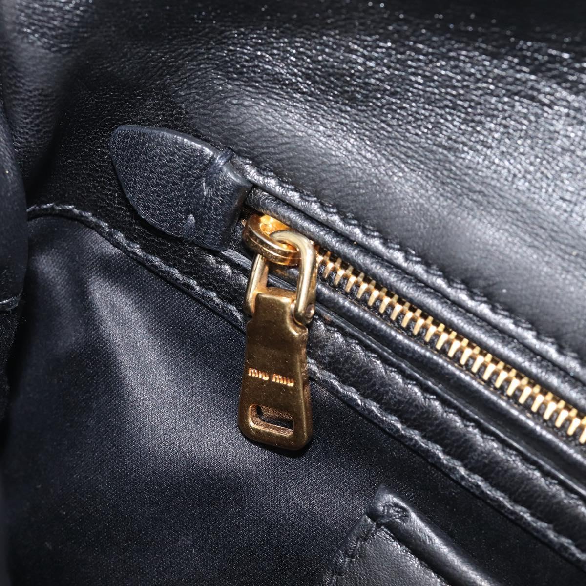 Miu Miu Matelasse Shoulder Bag Leather Black Gold Auth 210219V