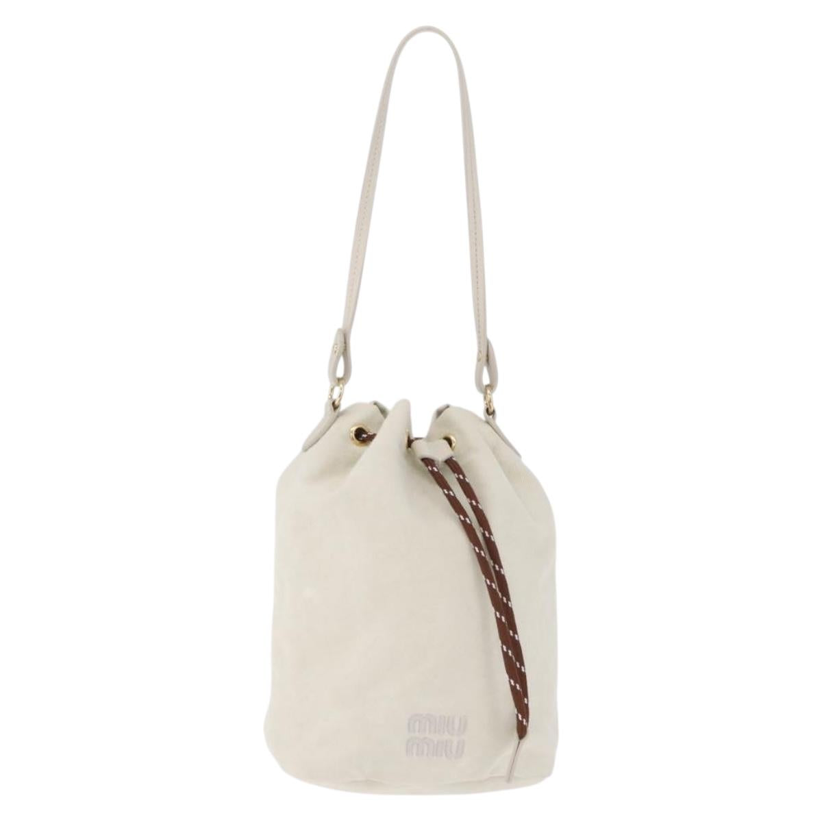Miu Miu Purse Hand Bag Canvas Ivory Gold Auth 210220A