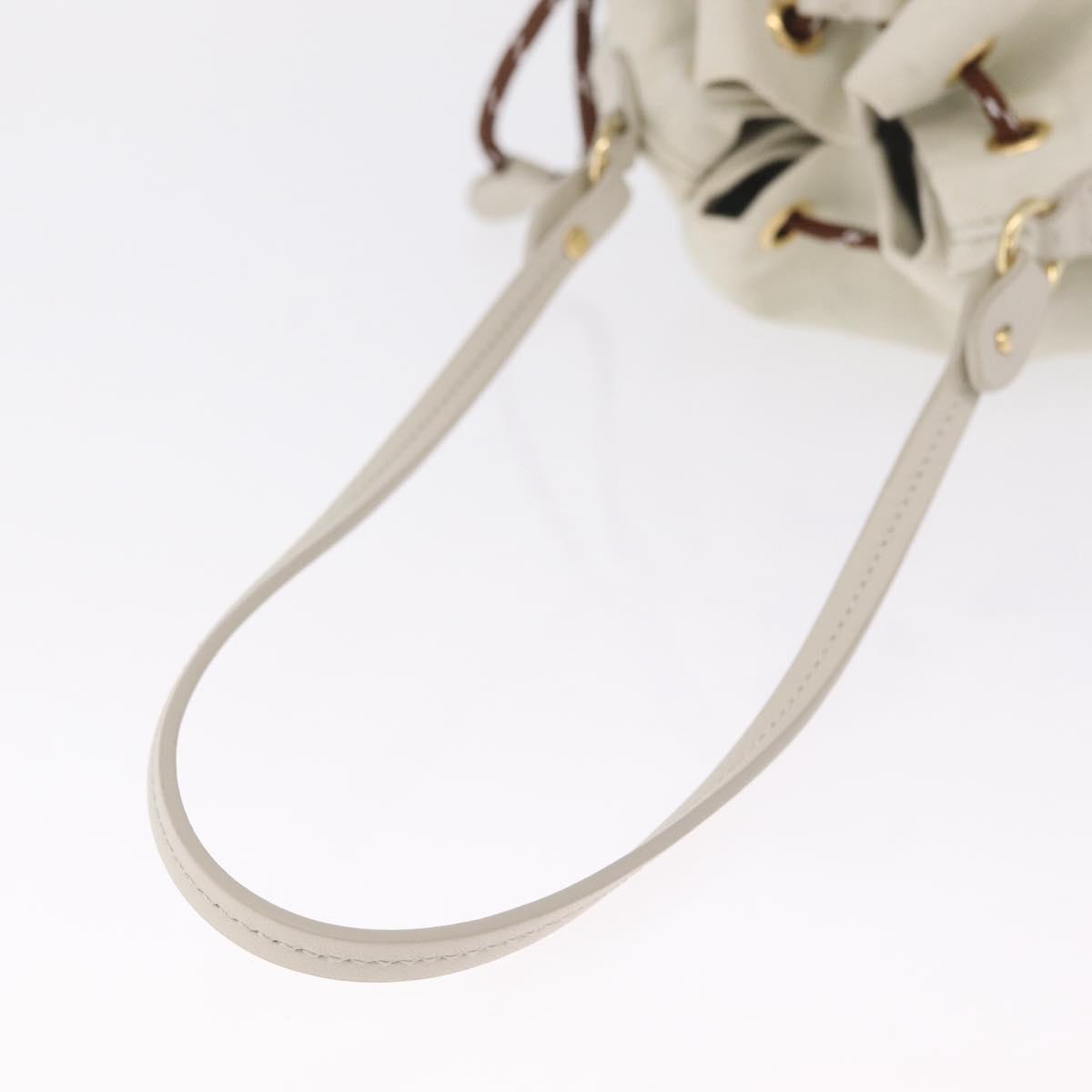Miu Miu Purse Hand Bag Canvas Ivory Gold Auth 210220A