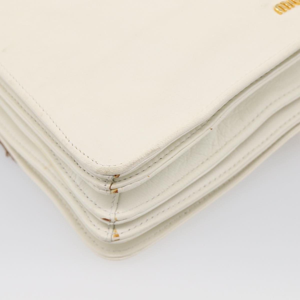Miu Miu Shoulder Bag Leather White Gold Auth 210222A