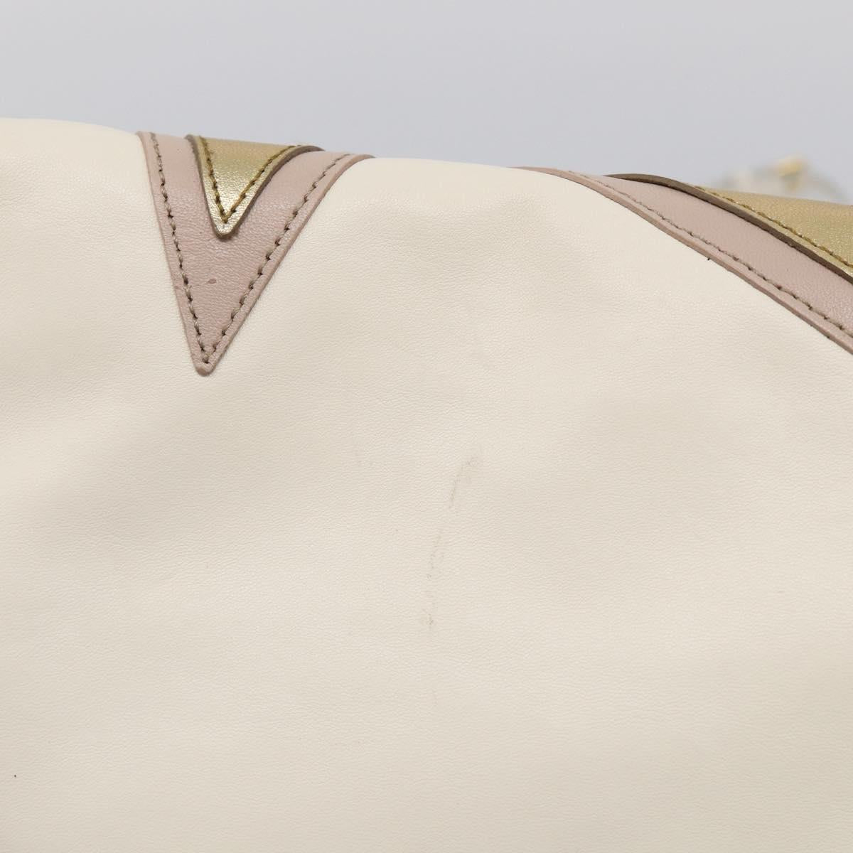 Miu Miu Shoulder Bag Leather White Gold Auth 210222A