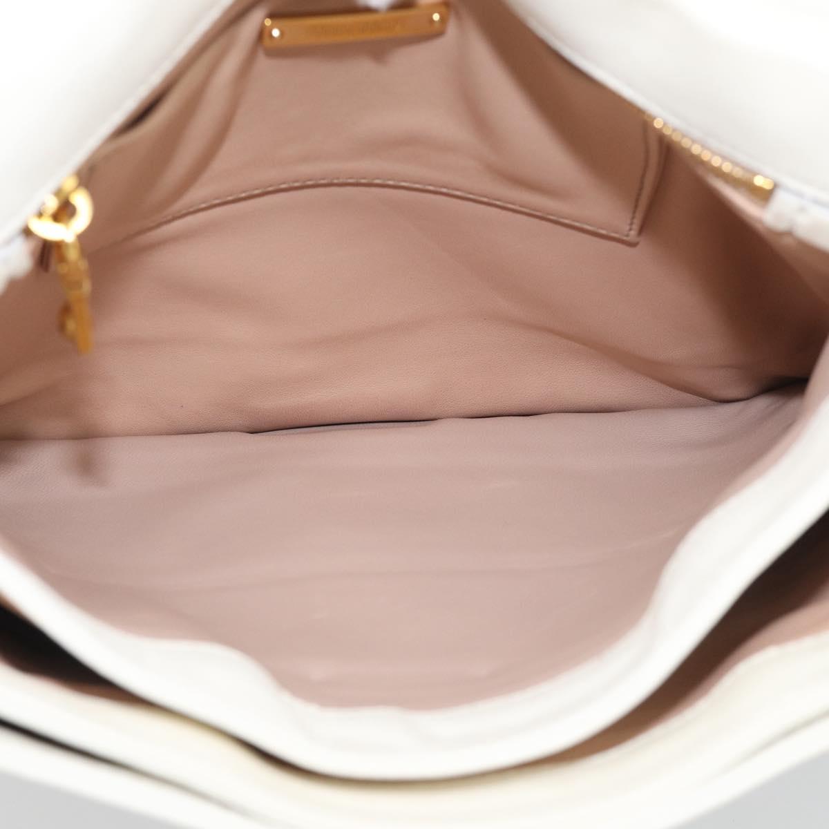 Miu Miu Shoulder Bag Leather White Gold Auth 210222A