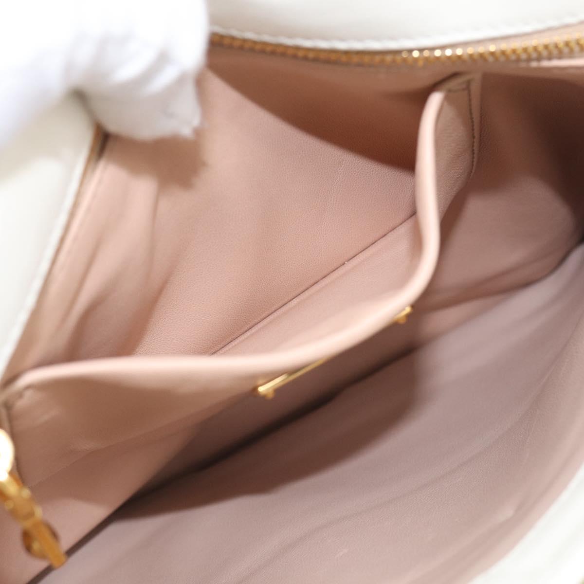 Miu Miu Shoulder Bag Leather White Gold Auth 210222A