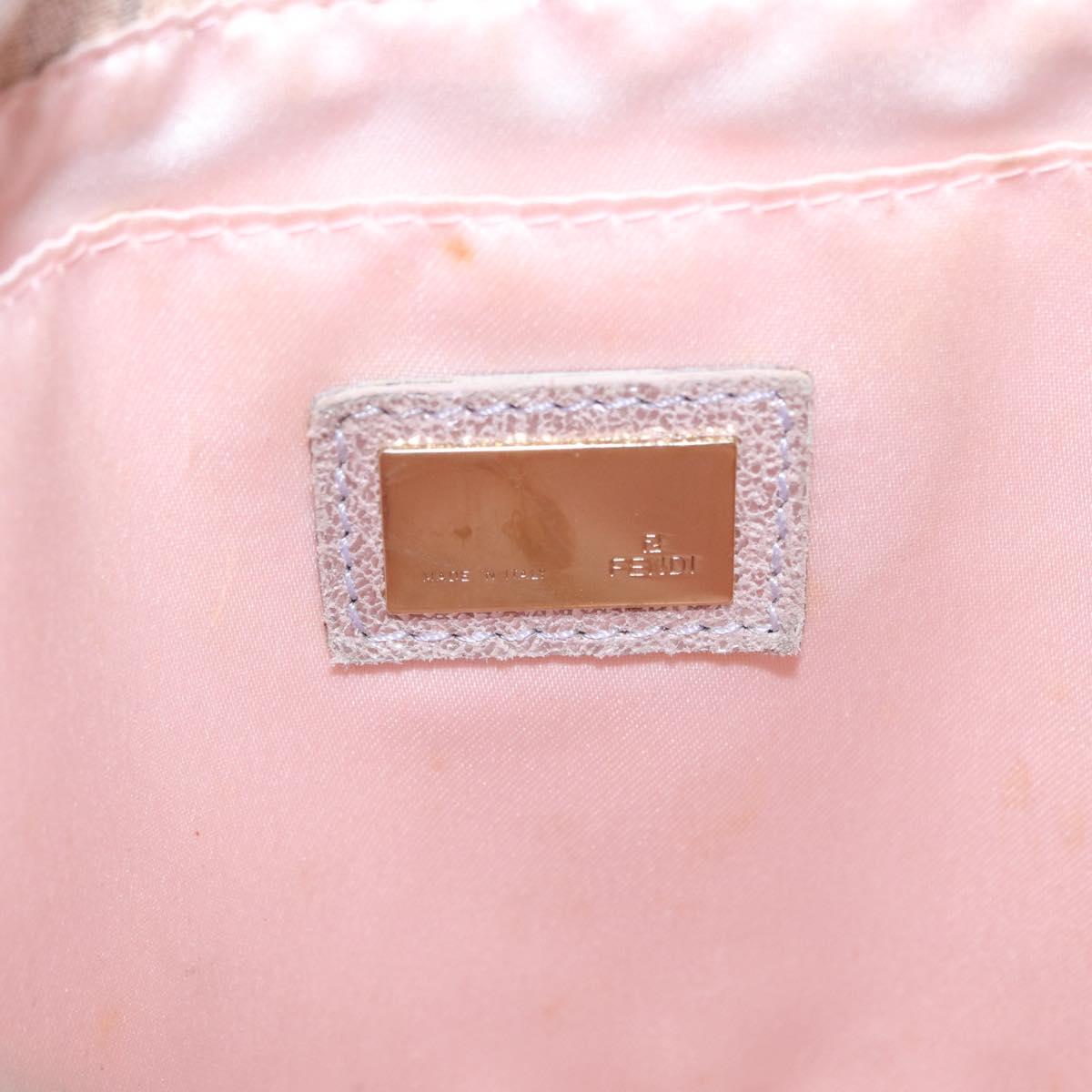 FENDI Zucchino Canvas Mamma Baguette Shoulder Bag Silver Gold Auth 210223