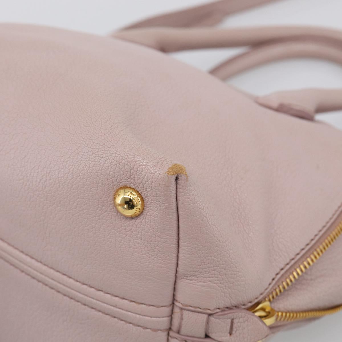 Miu Miu Madras Hand Bag Leather 2way Pink Gold Auth 210224