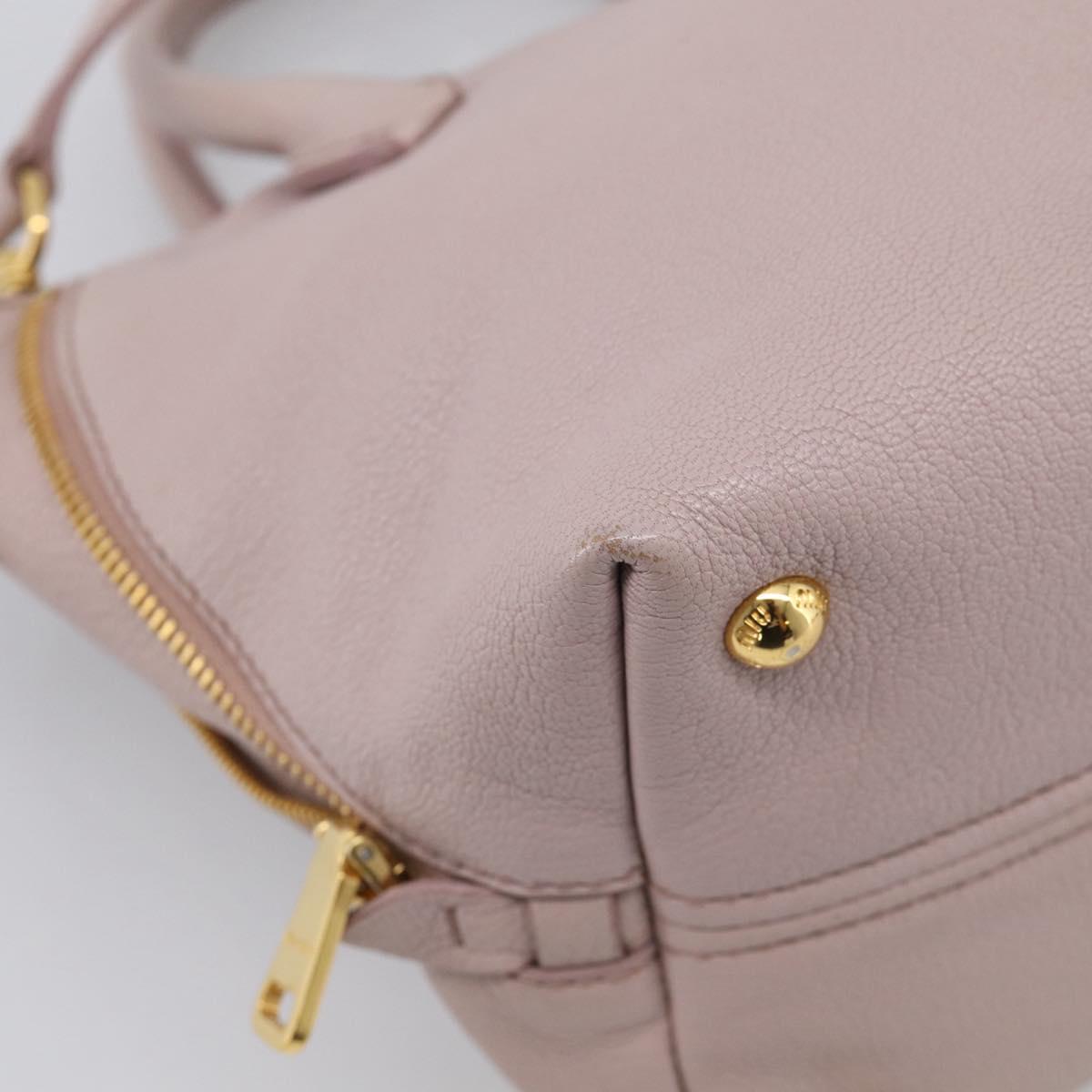 Miu Miu Madras Hand Bag Leather 2way Pink Gold Auth 210224