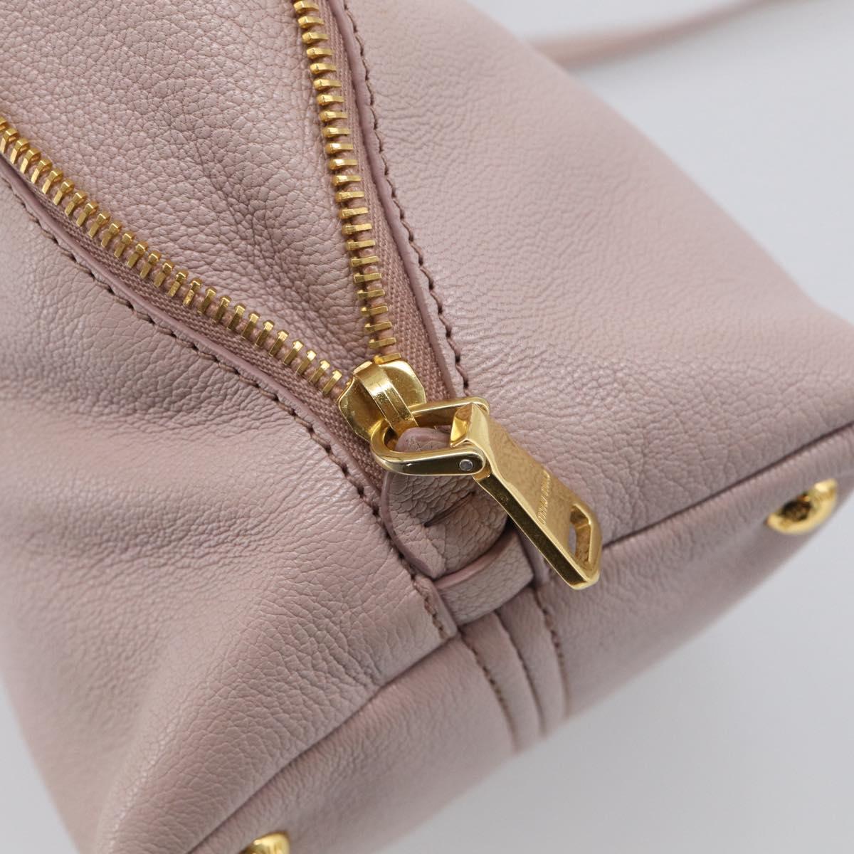 Miu Miu Madras Hand Bag Leather 2way Pink Gold Auth 210224