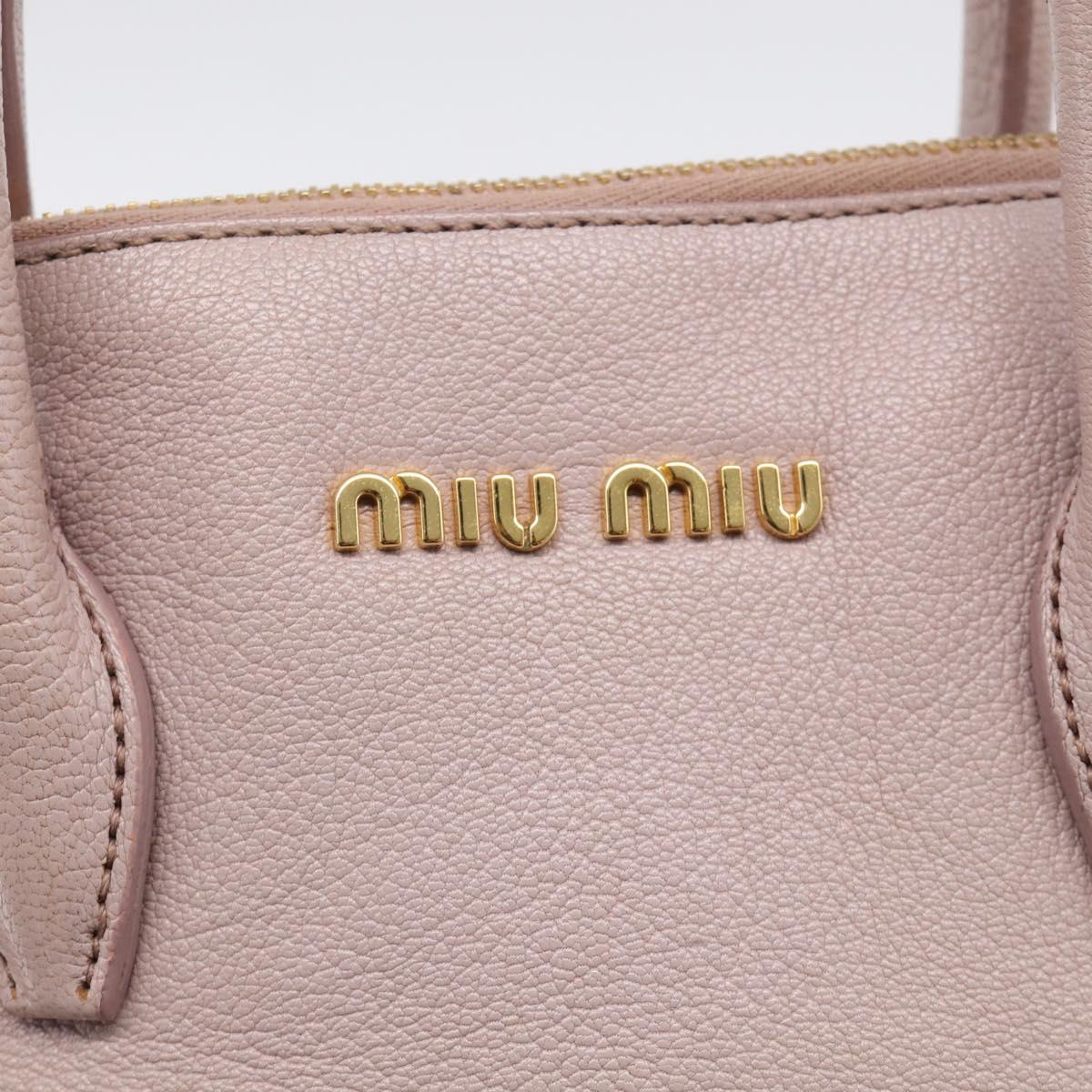 Miu Miu Madras Hand Bag Leather 2way Pink Gold Auth 210224