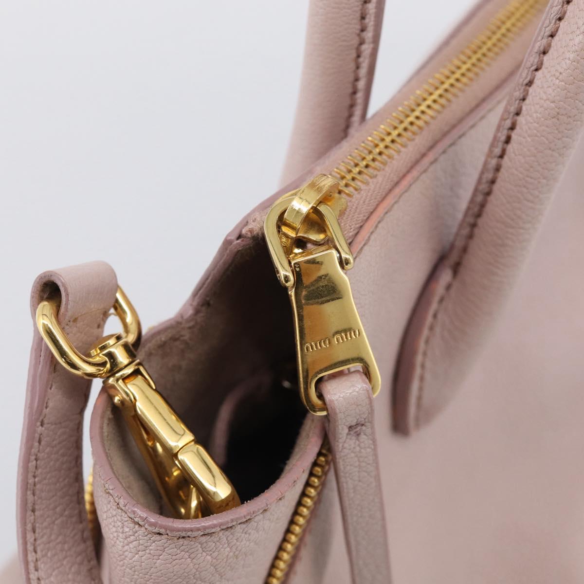 Miu Miu Madras Hand Bag Leather 2way Pink Gold Auth 210224