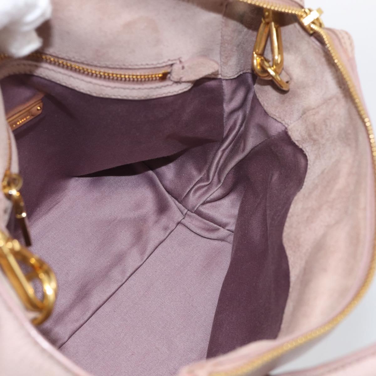 Miu Miu Madras Hand Bag Leather 2way Pink Gold Auth 210224