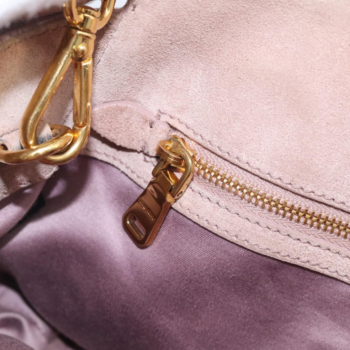 Miu Miu Madras Hand Bag Leather 2way Pink Gold Auth 210224