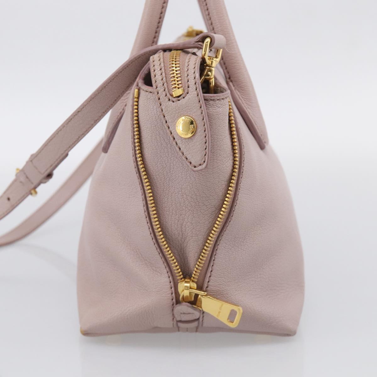 Miu Miu Madras Hand Bag Leather 2way Pink Gold Auth 210224