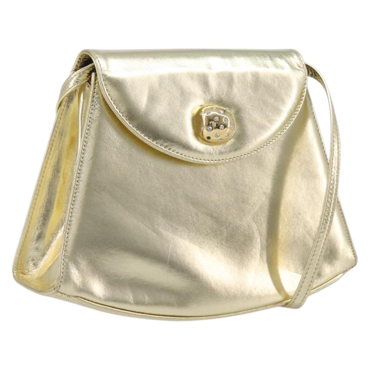 Salvatore Ferragamo Shoulder Bag Leather Gold Auth 210225