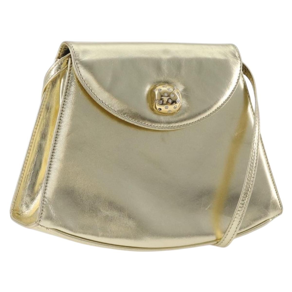Salvatore Ferragamo Shoulder Bag Leather Gold Auth 210225
