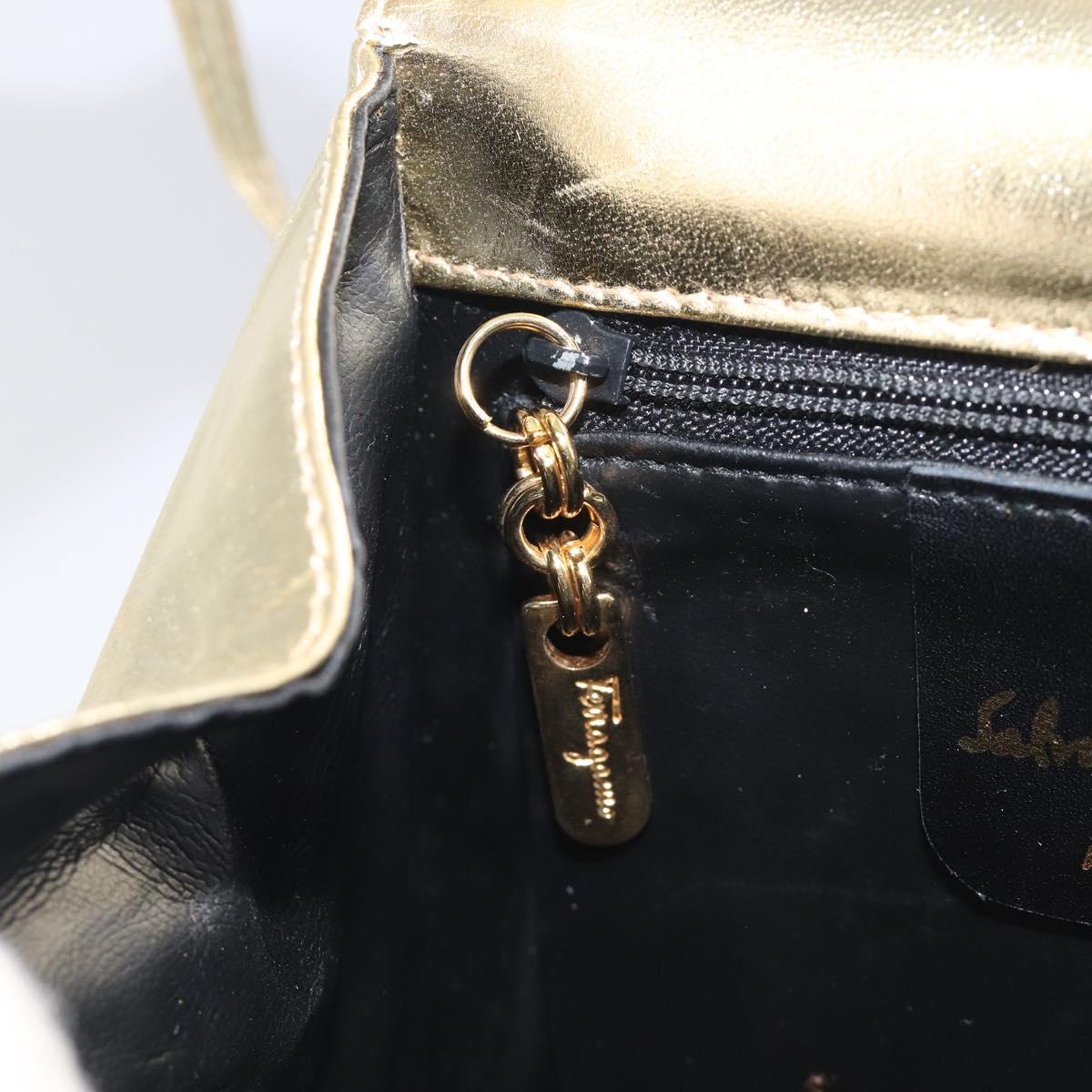 Salvatore Ferragamo Shoulder Bag Leather Gold Auth 210225