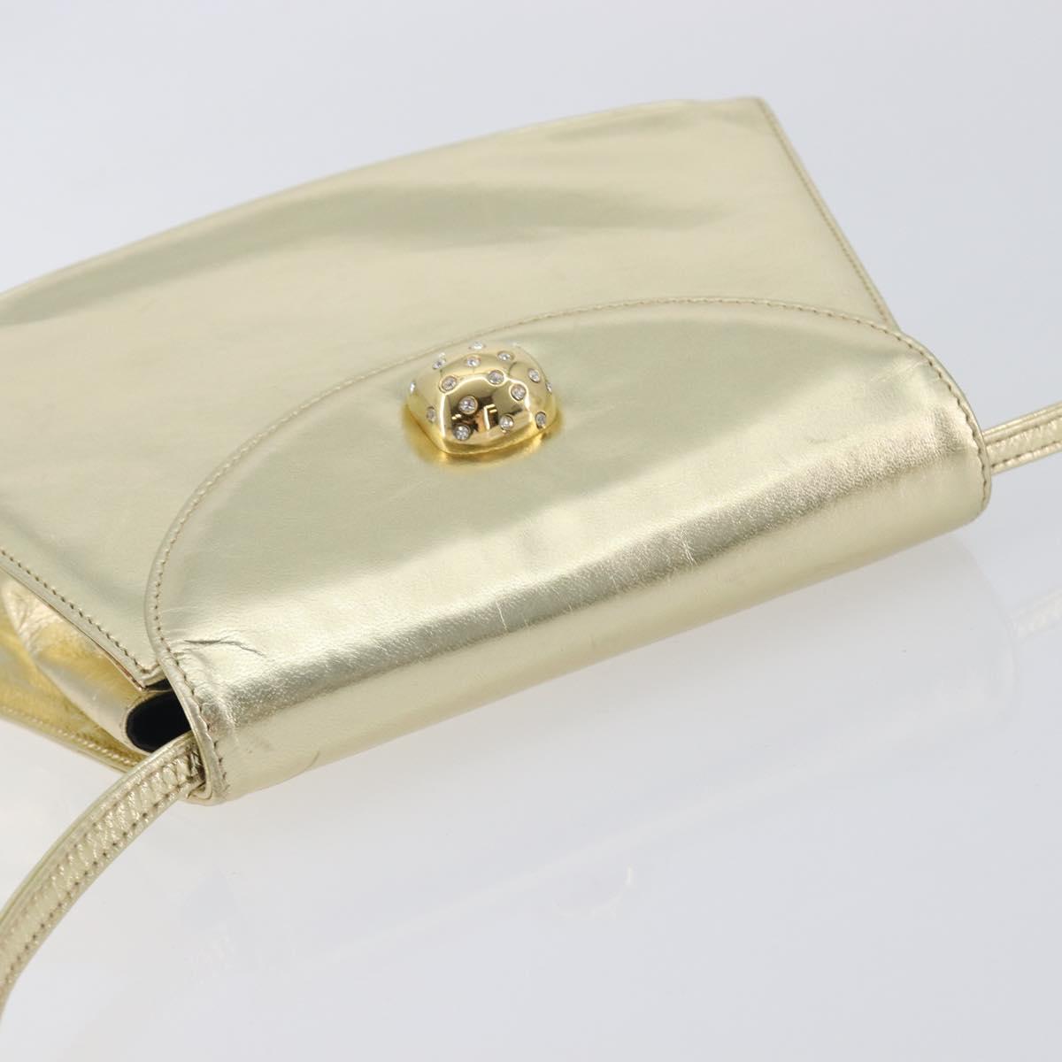 Salvatore Ferragamo Shoulder Bag Leather Gold Auth 210225