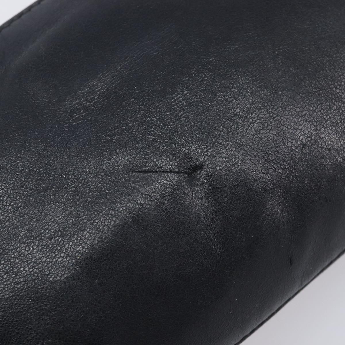 PRADA Ribbon Pouch Leather Black Gold Auth 210226