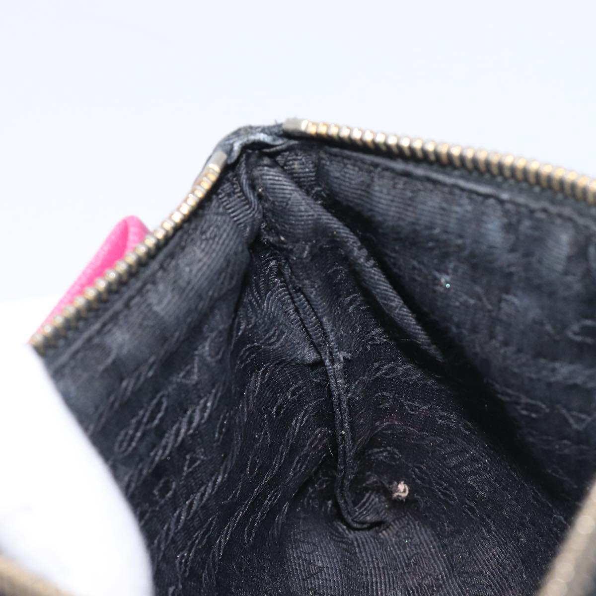PRADA Ribbon Pouch Leather Black Gold Auth 210226
