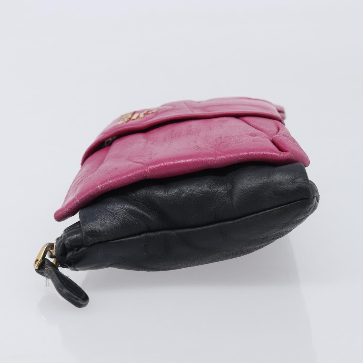 PRADA Ribbon Pouch Leather Black Gold Auth 210226
