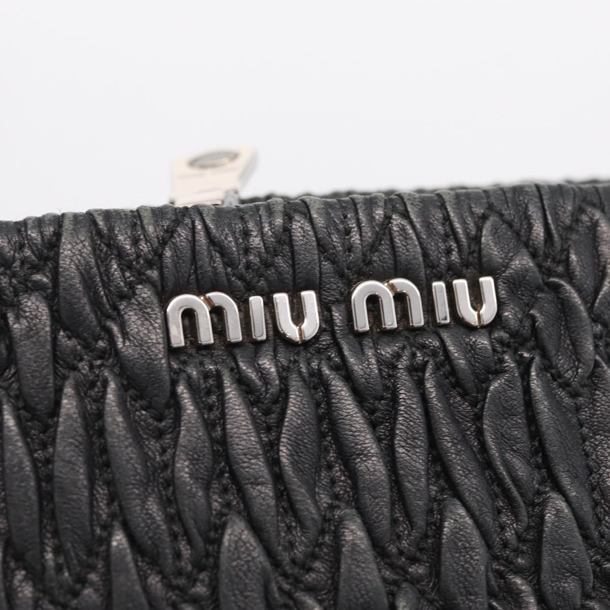 Miu Miu Matelasse Chain Shoulder Bag Leather Black Silver Auth 210230A