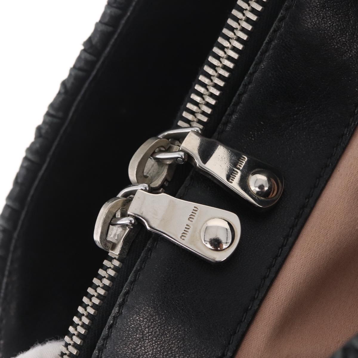 Miu Miu Matelasse Chain Shoulder Bag Leather Black Silver Auth 210230A