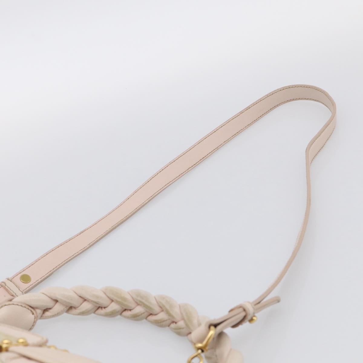 Miu Miu Matelasse Shoulder Bag Leather 2way Pink Gold Auth 210231