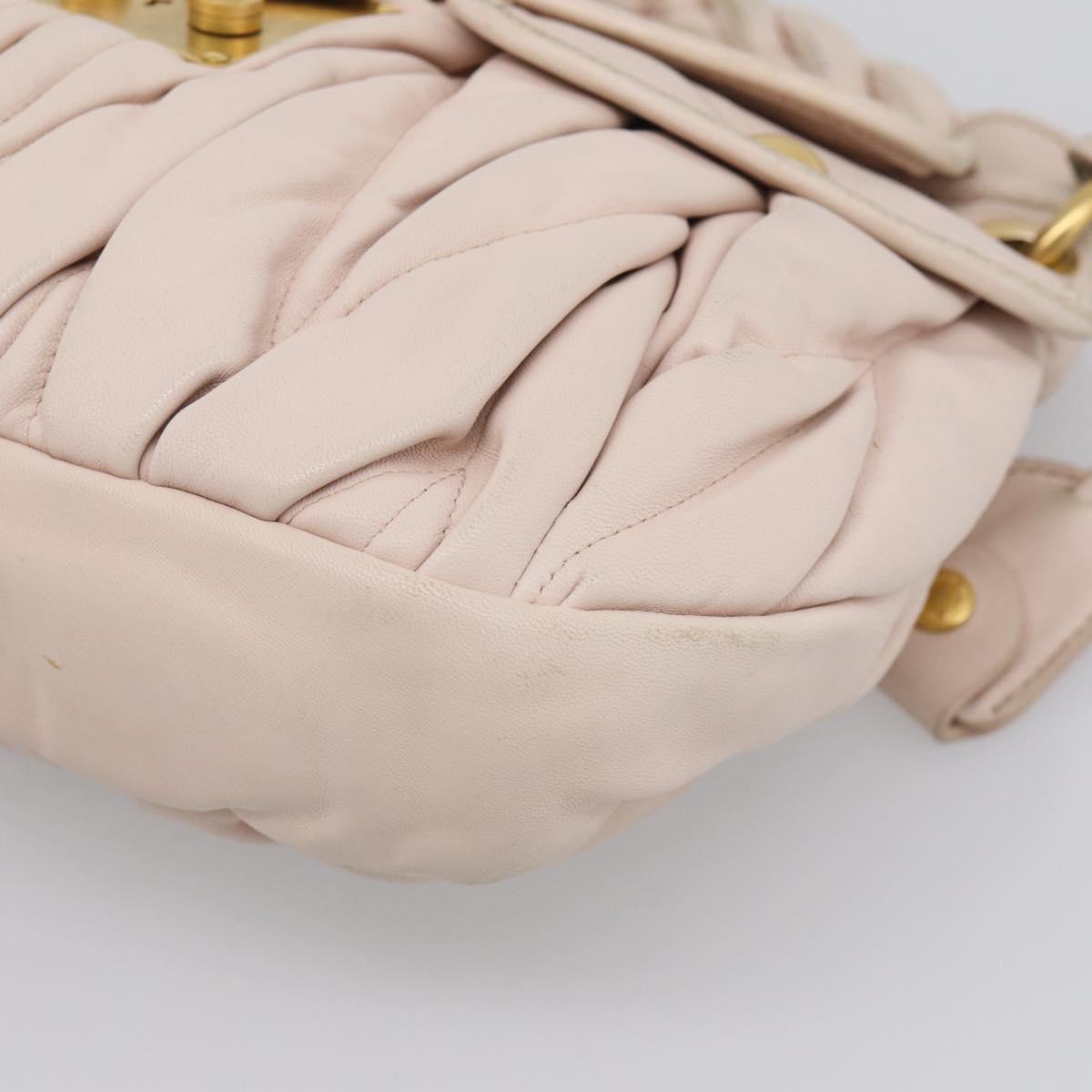 Miu Miu Matelasse Shoulder Bag Leather 2way Pink Gold Auth 210231
