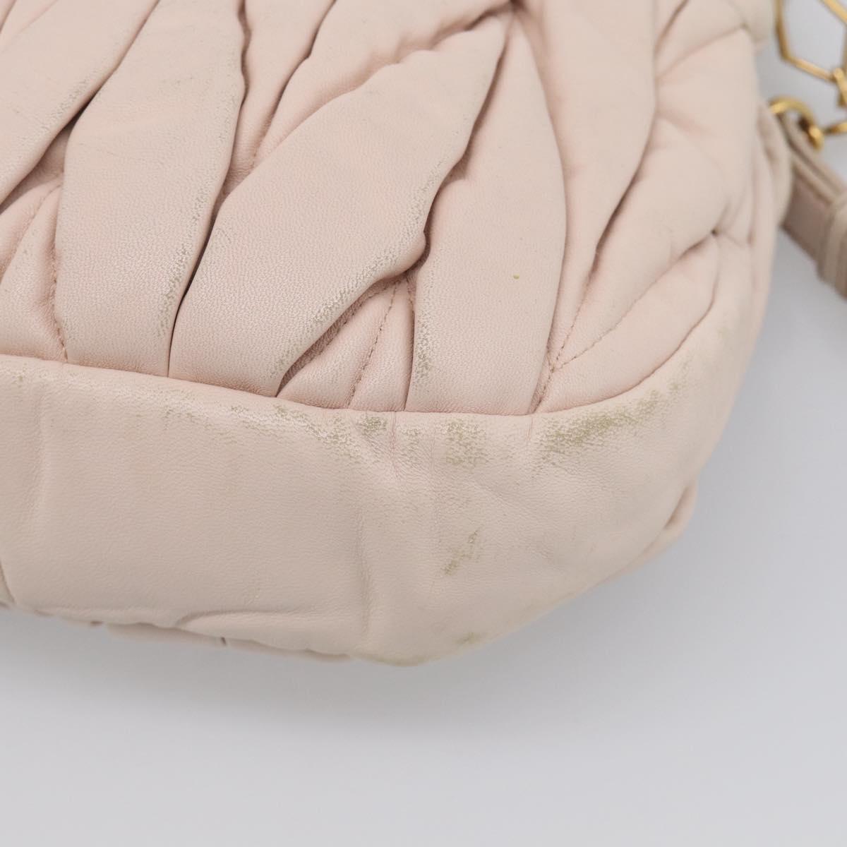 Miu Miu Matelasse Shoulder Bag Leather 2way Pink Gold Auth 210231