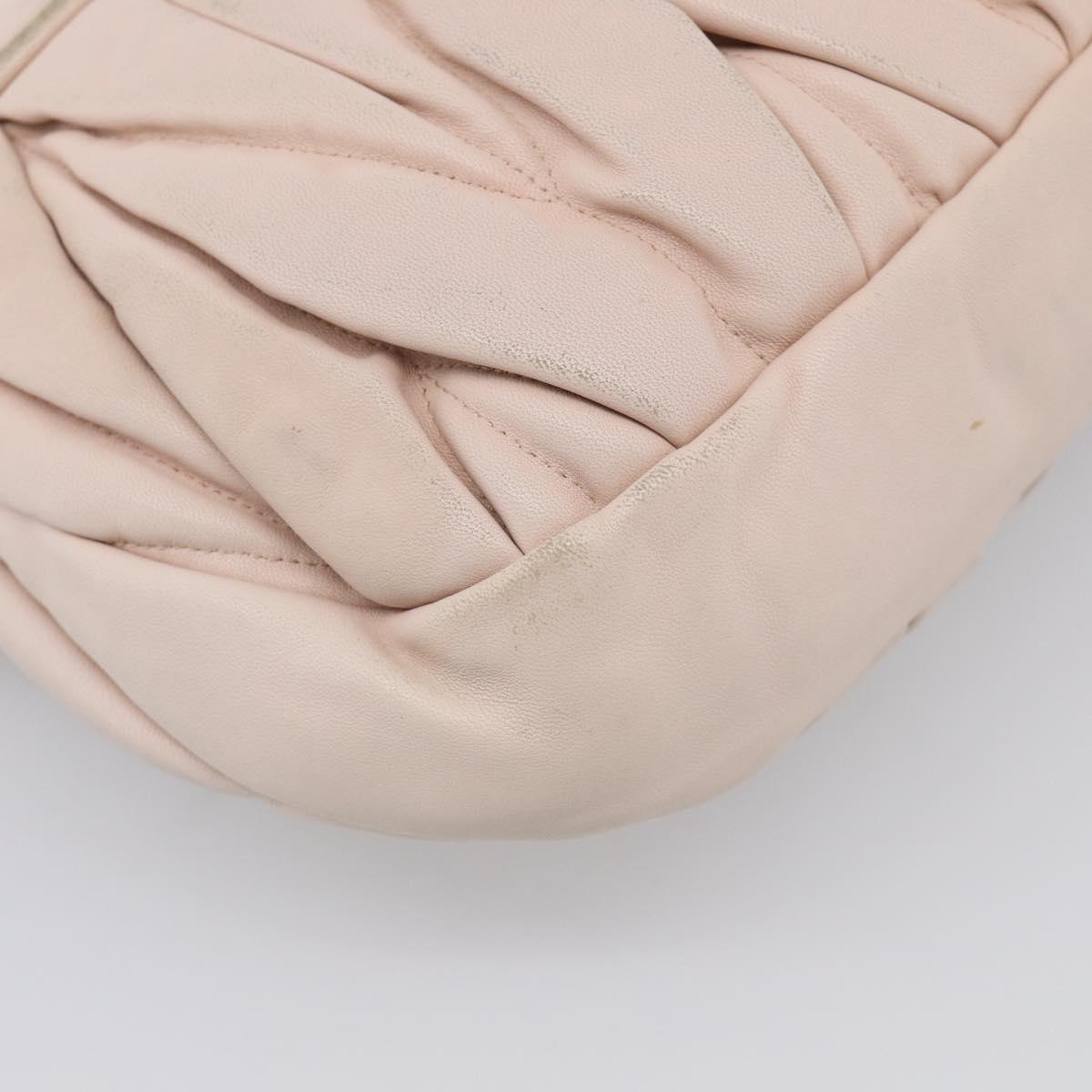Miu Miu Matelasse Shoulder Bag Leather 2way Pink Gold Auth 210231