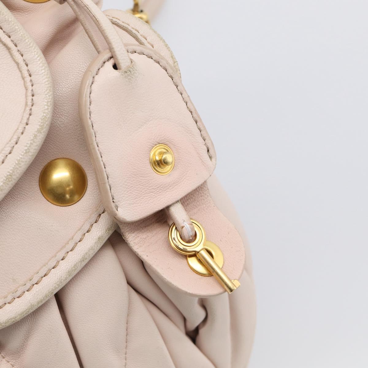 Miu Miu Matelasse Shoulder Bag Leather 2way Pink Gold Auth 210231