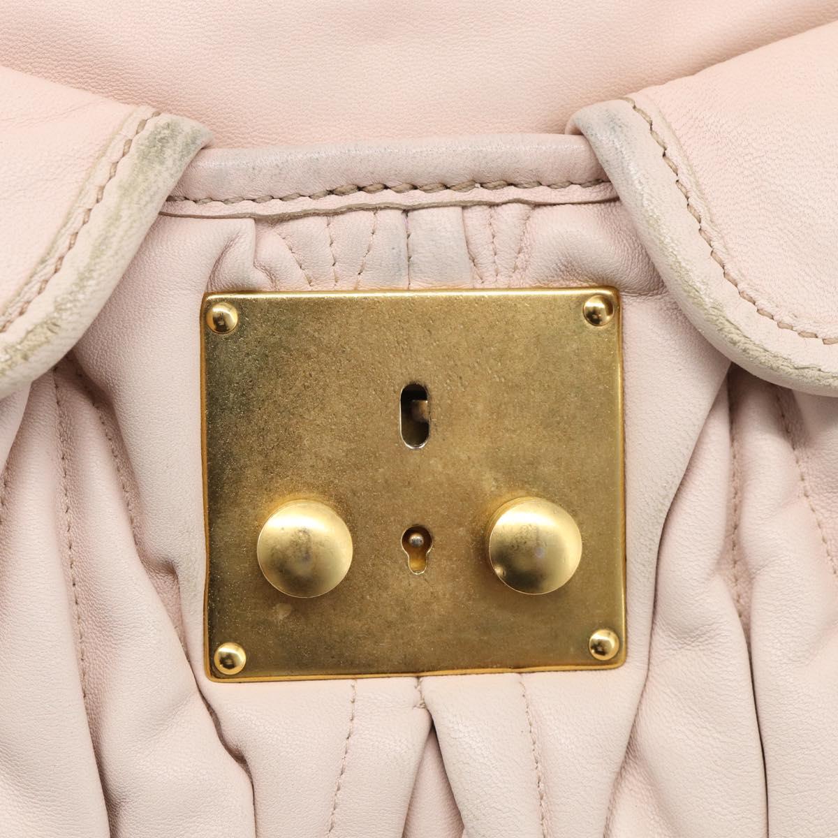 Miu Miu Matelasse Shoulder Bag Leather 2way Pink Gold Auth 210231