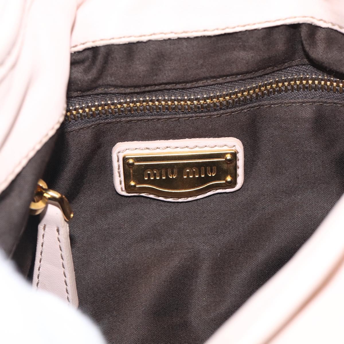Miu Miu Matelasse Shoulder Bag Leather 2way Pink Gold Auth 210231