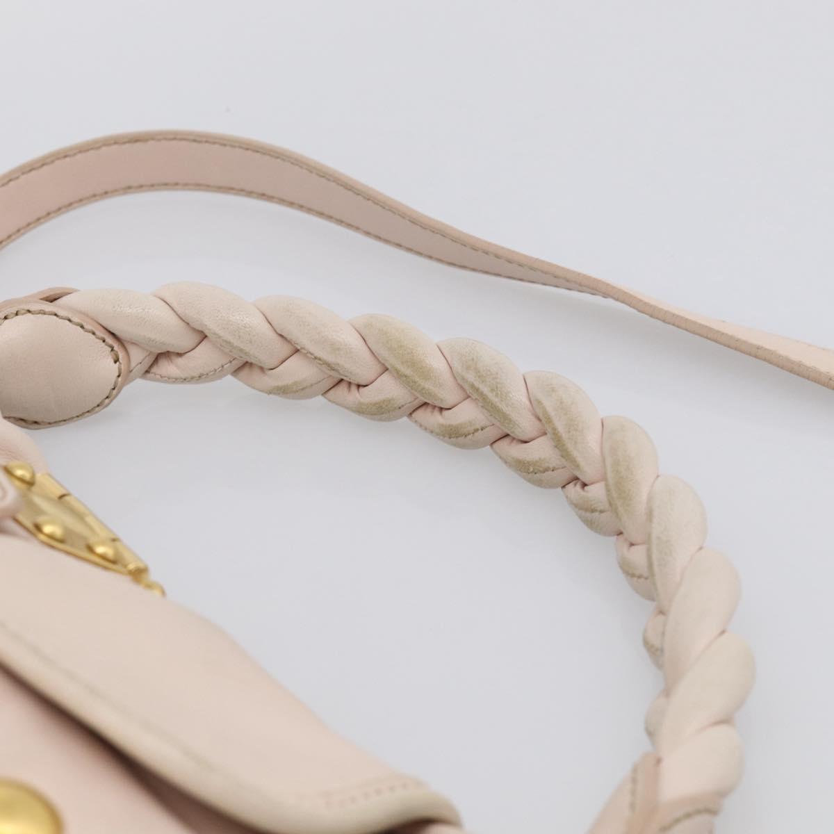 Miu Miu Matelasse Shoulder Bag Leather 2way Pink Gold Auth 210231