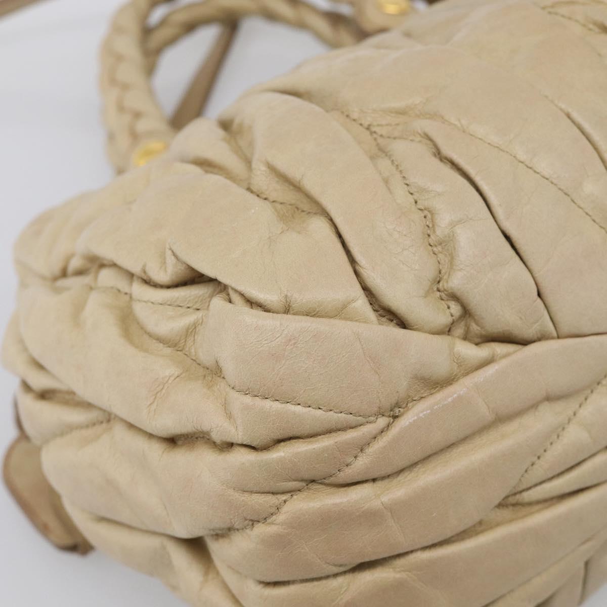 Miu Miu Matelasse Hand Bag Vitellolux 2way Beige Gold Auth 210233A