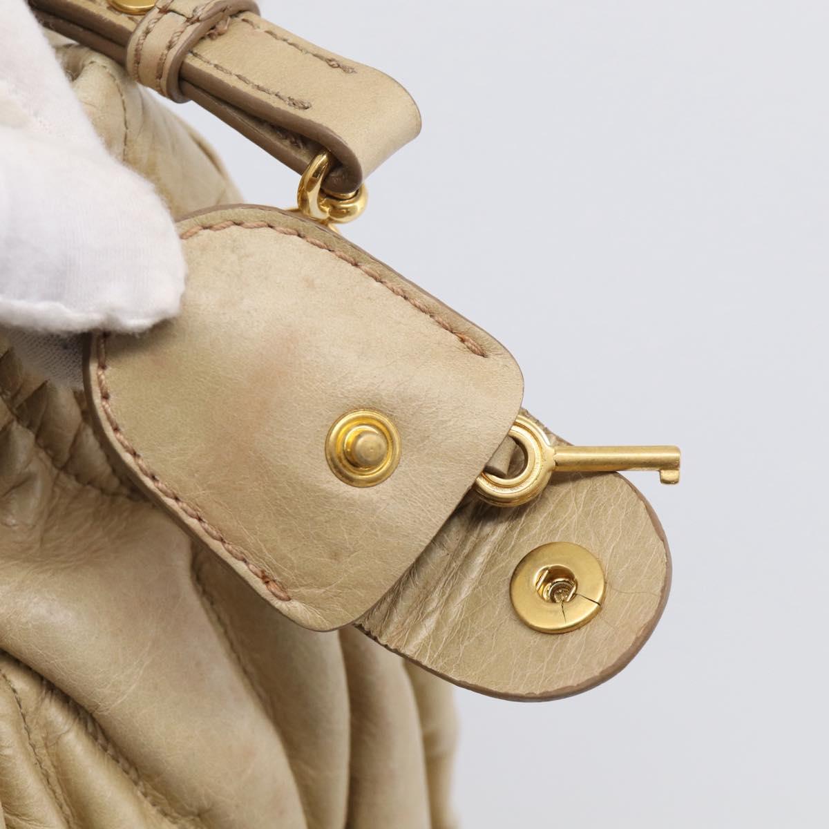 Miu Miu Matelasse Hand Bag Vitellolux 2way Beige Gold Auth 210233A
