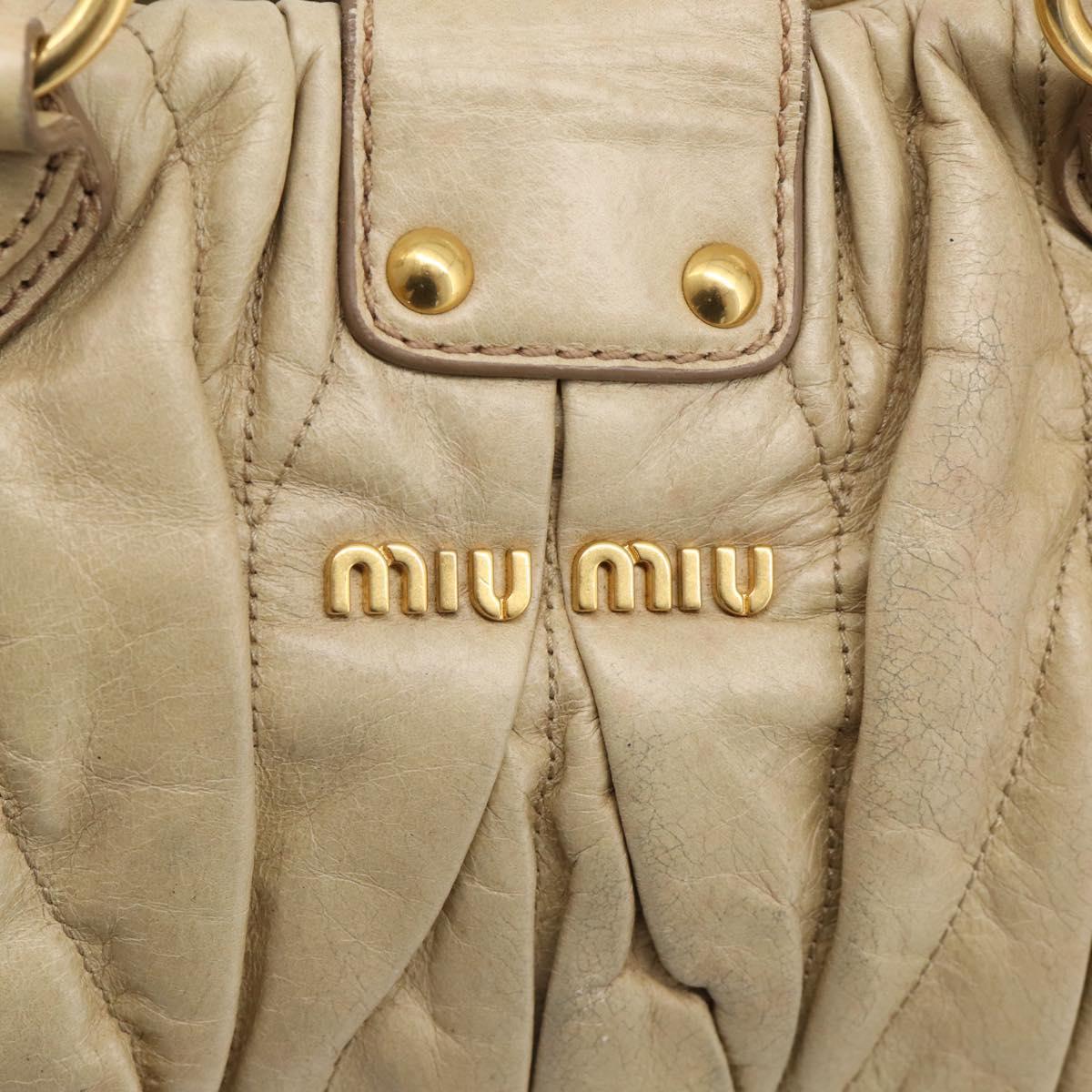 Miu Miu Matelasse Hand Bag Vitellolux 2way Beige Gold Auth 210233A