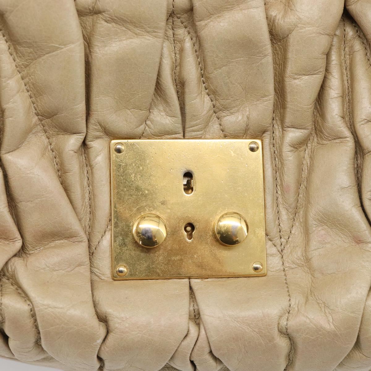 Miu Miu Matelasse Hand Bag Vitellolux 2way Beige Gold Auth 210233A
