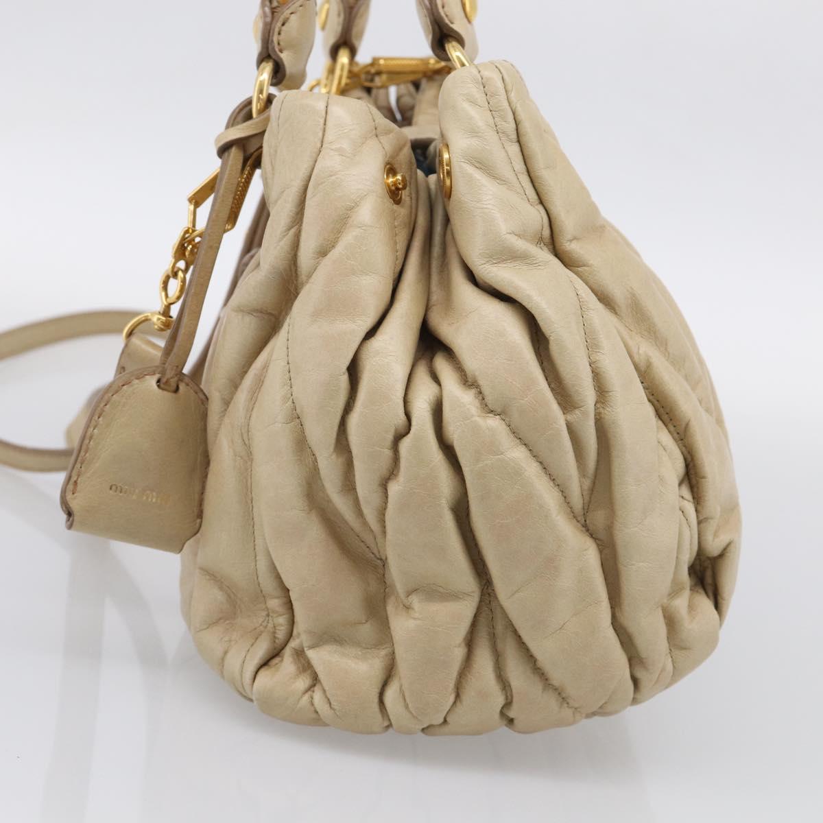 Miu Miu Matelasse Hand Bag Vitellolux 2way Beige Gold Auth 210233A
