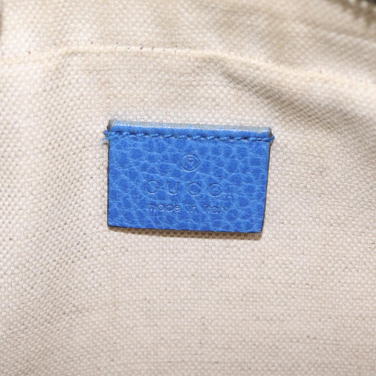 GUCCI Shoulder Bag Leather Blue Gold Auth 210234V