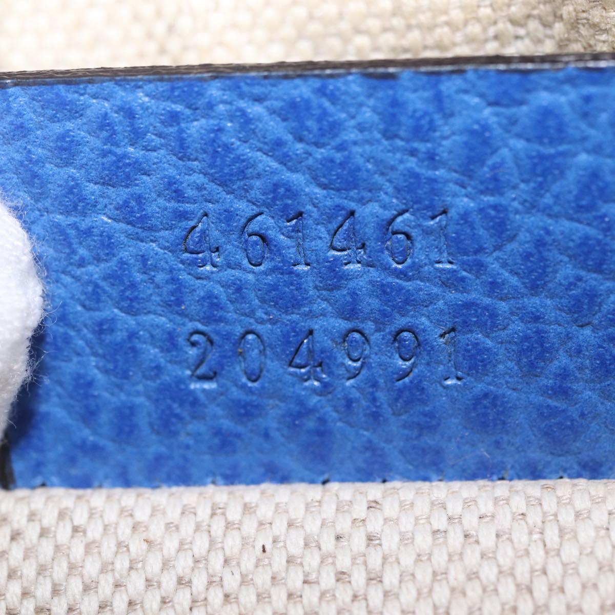 GUCCI Shoulder Bag Leather Blue Gold Auth 210234V