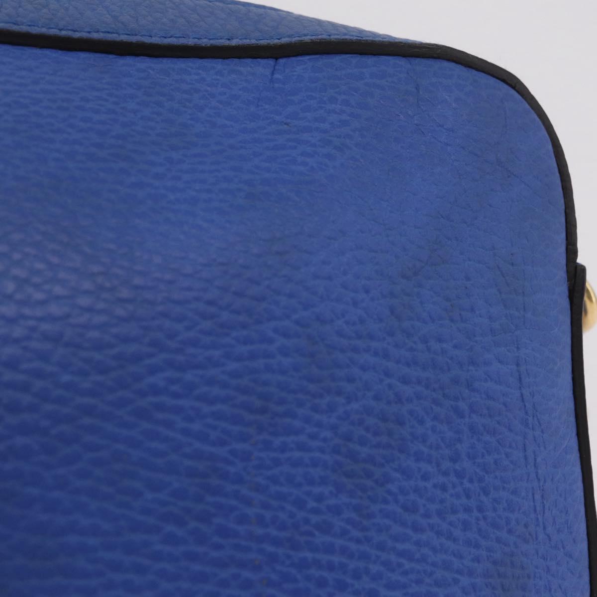 GUCCI Shoulder Bag Leather Blue Gold Auth 210234V