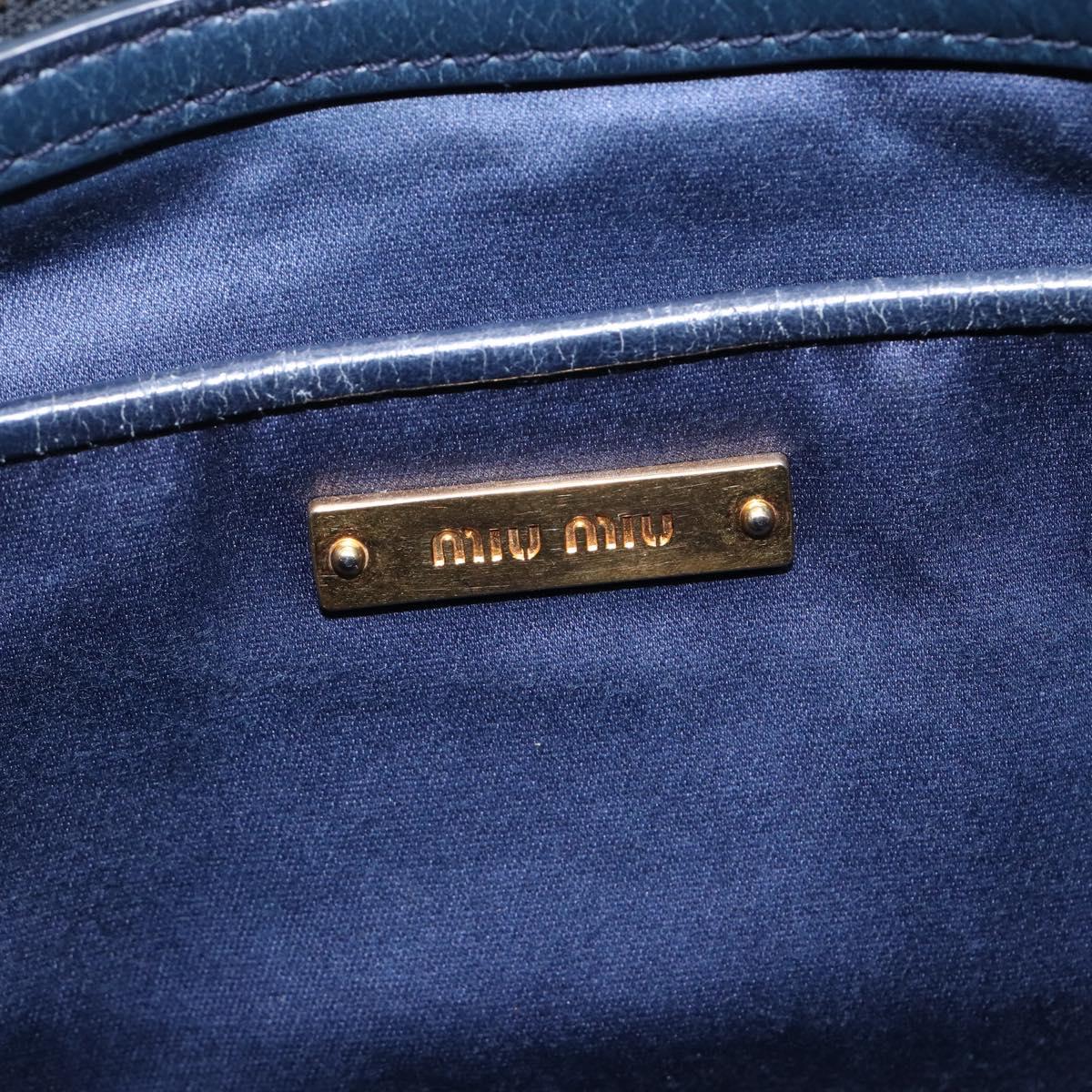 Miu Miu Hand Bag Vitellolux 2way Navy Gold Auth 210235A