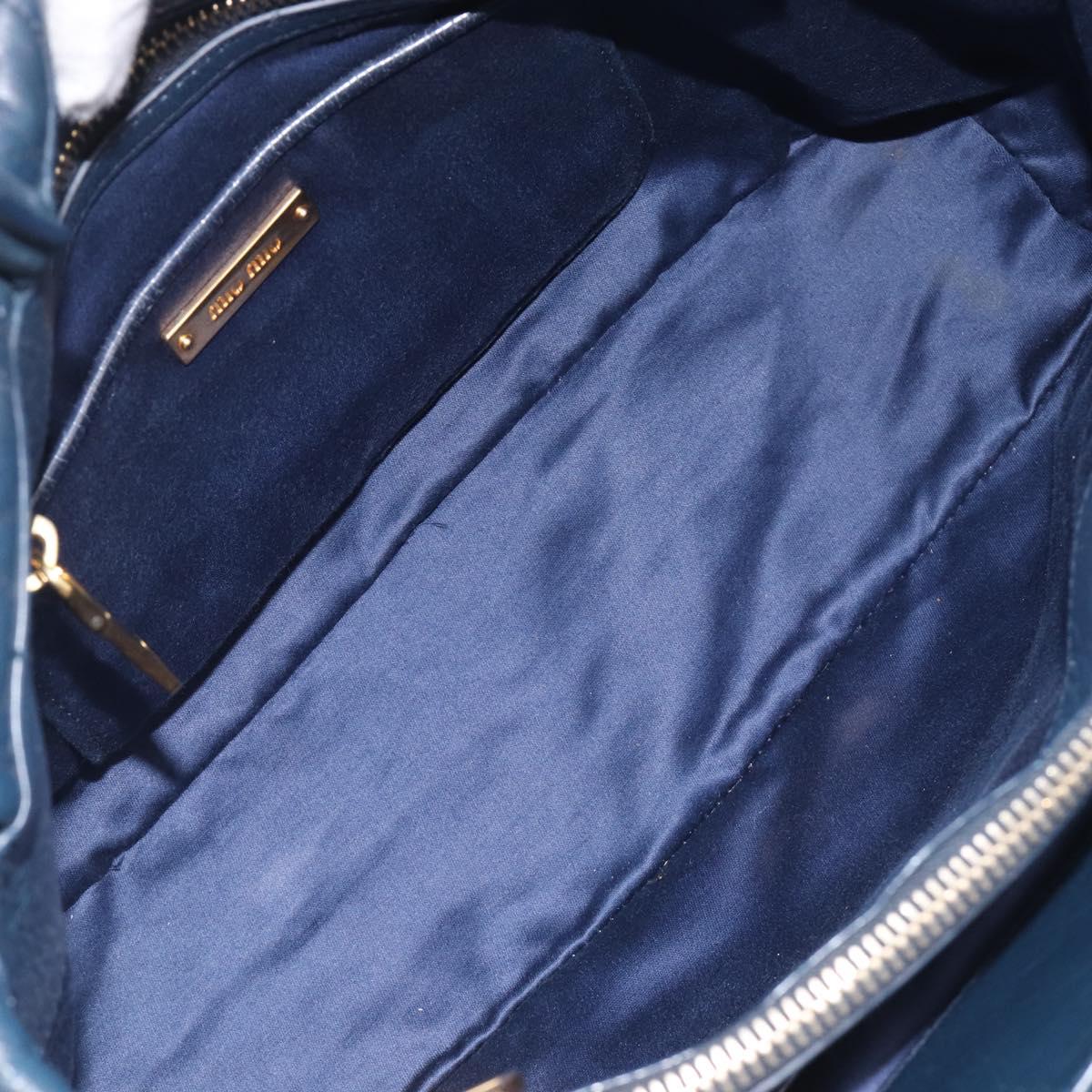 Miu Miu Hand Bag Vitellolux 2way Navy Gold Auth 210235A